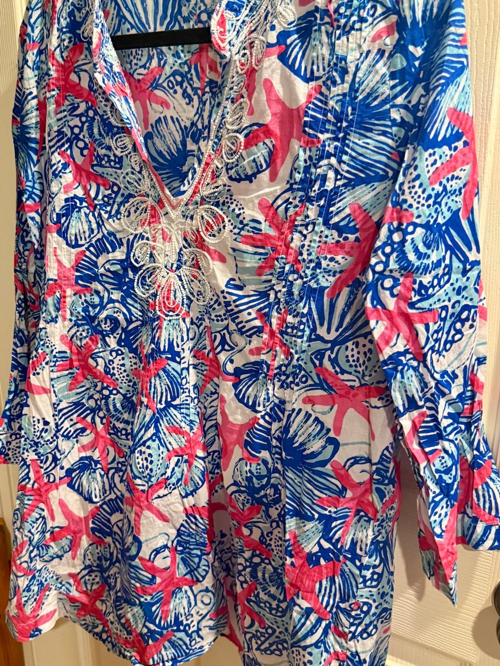 Lilly Pulitzer Blue & Pink Tropical Print Top